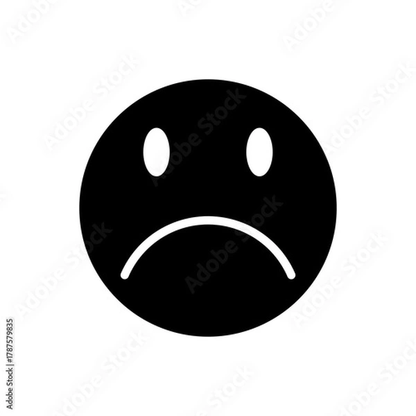 Fototapeta Emoticon with sad face. Emoji icon. Vector illustration
