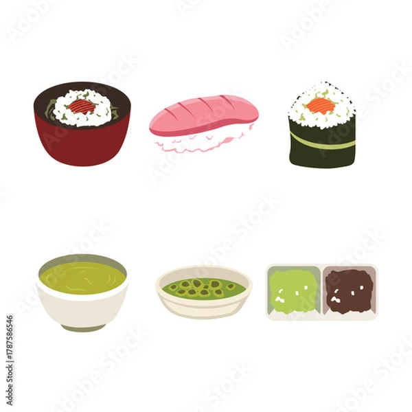 Fototapeta Matcha and Sushi Combo Set