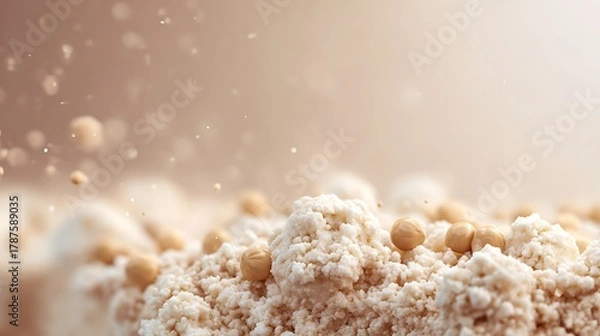 Obraz Close up of flour and chickpeas for baking ingredients and cooking photography ideas