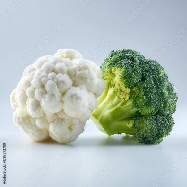 Obraz Fresh broccoli and cauliflower vegetables healthy eating concept food photography studio shot
