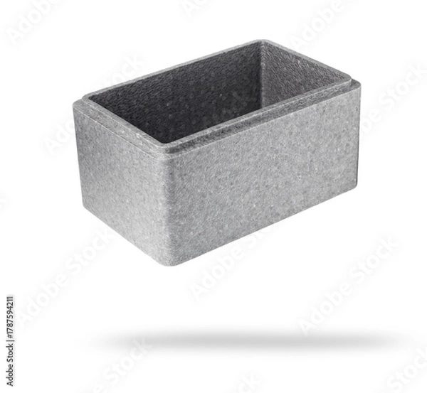 Obraz Empty gray styrofoam box on white background