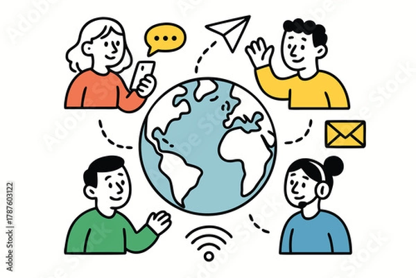 Fototapeta Global communication and internet concept vector