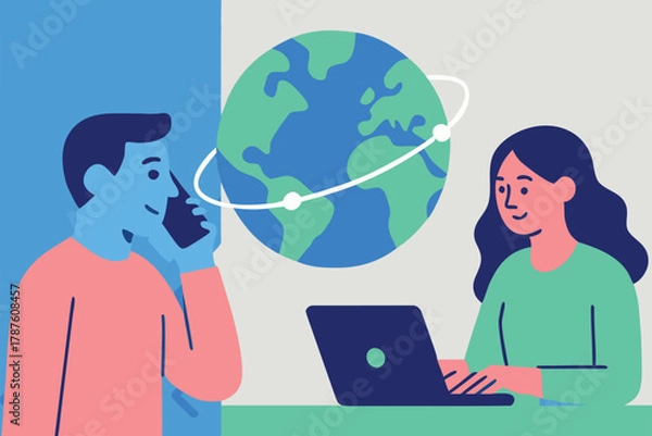 Fototapeta Global communication and internet concept vector