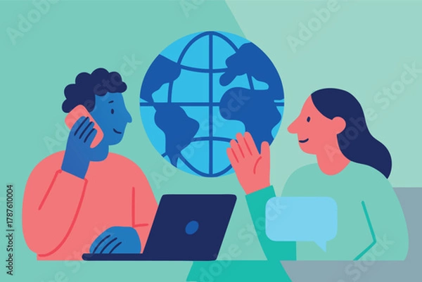 Fototapeta Global communication and internet concept vector