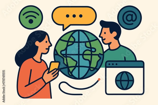 Fototapeta Global communication and internet concept vector