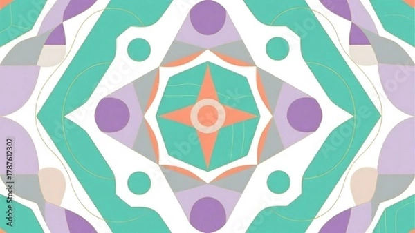 Obraz Soft pastel geometric abstract pattern with hexagons and lines on white background. Seamless, vector-style for branding and creative content.