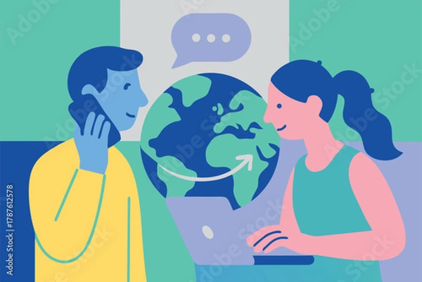 Fototapeta Global communication and internet concept vector