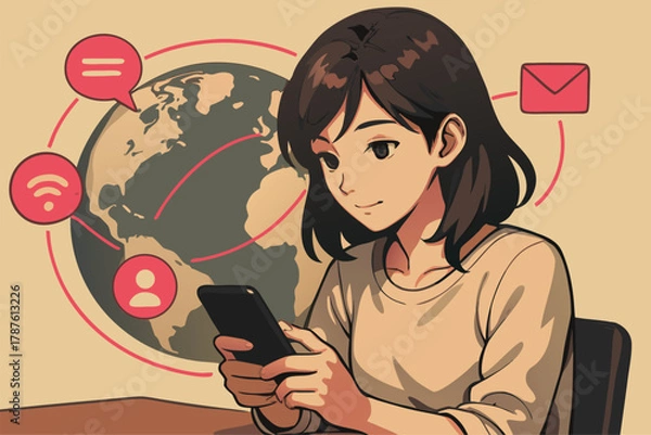 Fototapeta Global communication and internet concept vector