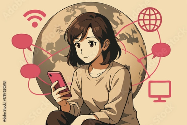 Fototapeta Global communication and internet concept vector