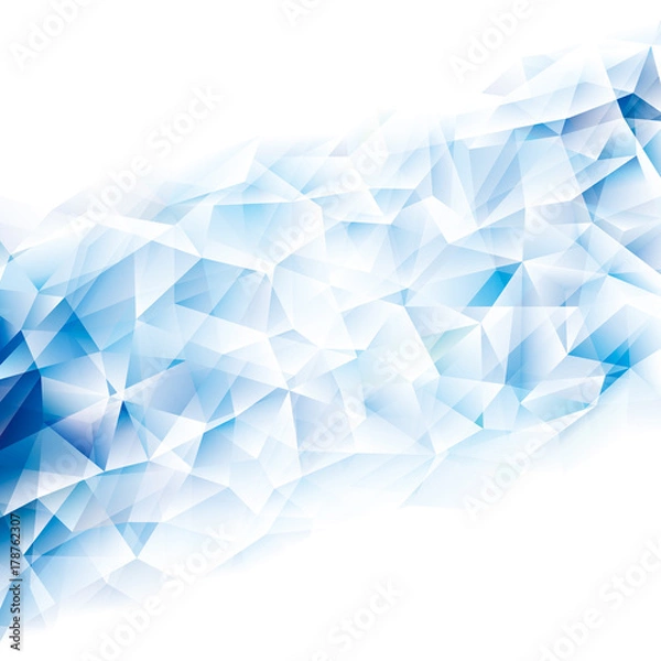Fototapeta Geometric cold blue polygonal pattern abstract background.