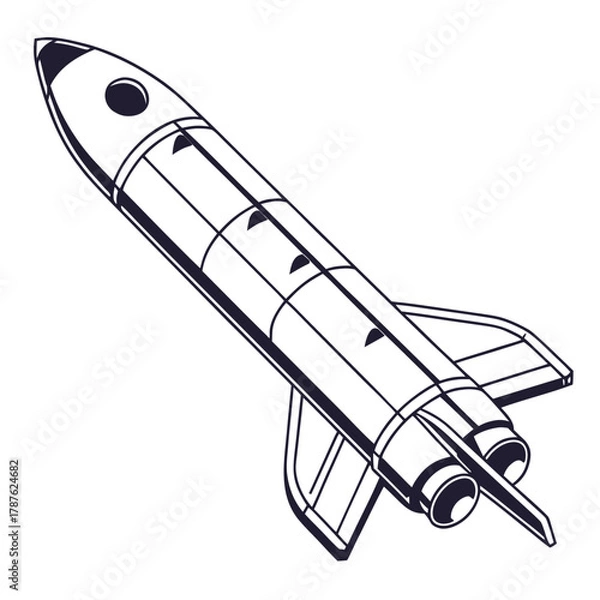 Fototapeta Illustration of a space shuttle in monochrome