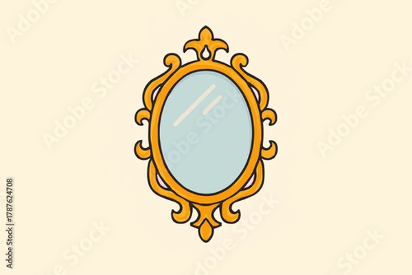 Fototapeta Vintage vector golden floral ornament frame with a crown design element