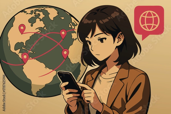 Fototapeta Global communication and internet concept vector