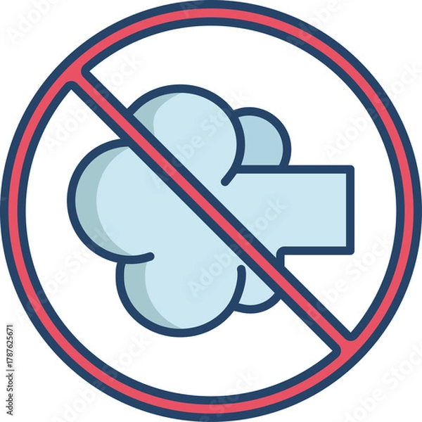 Obraz Symbol Indicating No Farting Allowed In Light Blue Color With Red Circle And Diagonal Line Over A Transparent Background Flat Design