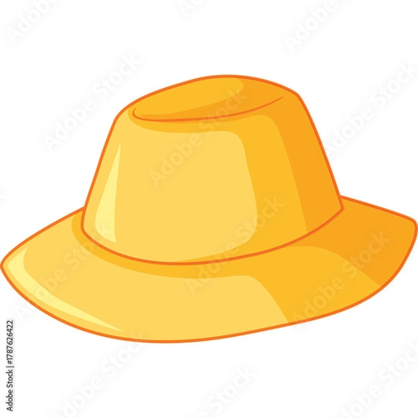 Obraz Stylized Yellow Sun Hat With Wide Brim And Round Crown Isolated On White Background A Simple Everyday Accessory For Sunny Days