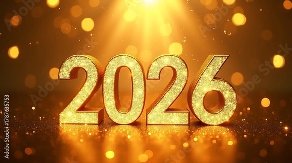 Fototapeta Golden Glow 2026, Shining Start of a New Year Celebration