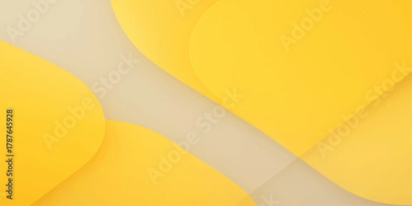 Fototapeta Abstract geometric background with soft yellow and beige curved shapes and shadows