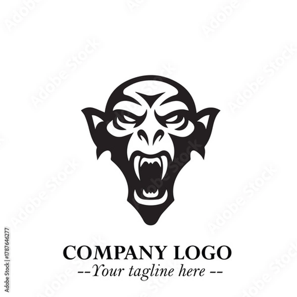 Obraz Head of Dracula Logo Symbol in Black on the White Background with Horror Minimal Vector Design