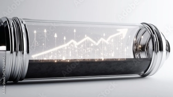 Obraz Futuristic Growth Chamber with Rising Data Visualization