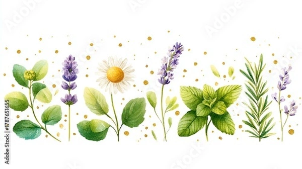 Obraz Herbal tea garden border