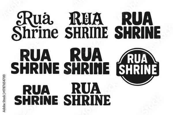 Obraz Diverse Lettering Grid. Rua Shrine. Set lettering. harmonious lettering variations of the same emblematic concept, each with different artistic interpretation