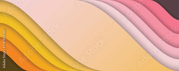 Fototapeta Pink and yellow  wave abstract background