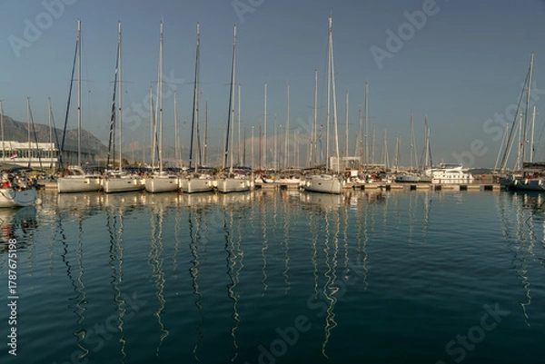 Obraz Sail boat harbor in evening