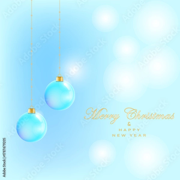 Fototapeta Christmas card background with christmas balls and glow.