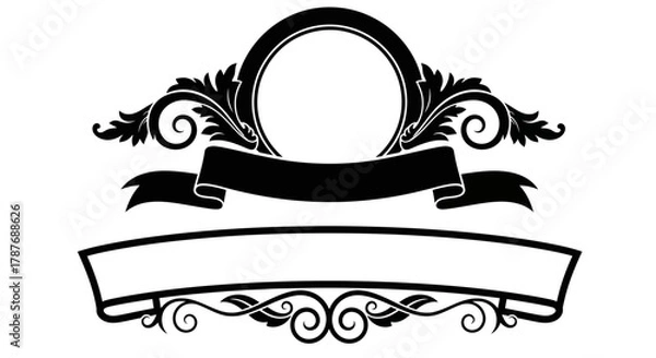 Fototapeta Ornate design with circle, floral elements and banner spaces editable vector file