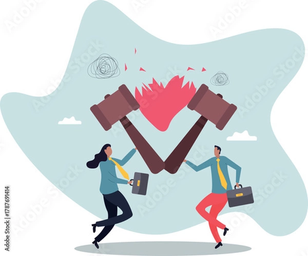 Fototapeta Marriage difficulties problem, divorce or violence or painful in broken relationship couple.about a man and his life.