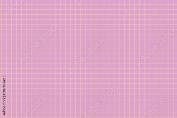 Fototapeta Cute Purple Background Grid Pattern – Yellow Thin Line, Simple Repeating Texture
