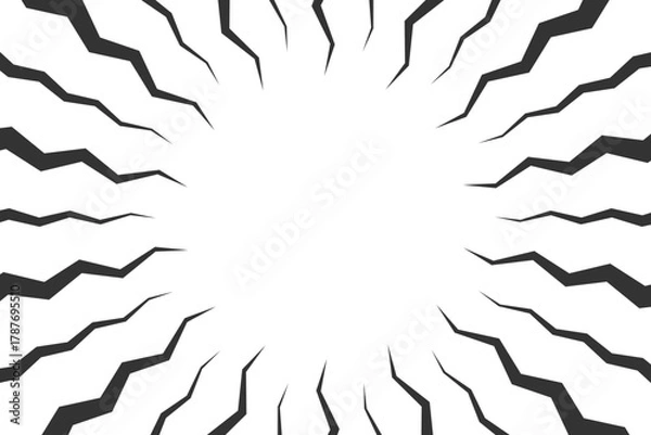Fototapeta Jagged Radial Speed Line Effect – Sharp Black Burst, Dynamic Motion, Impact Comic Style Vector
