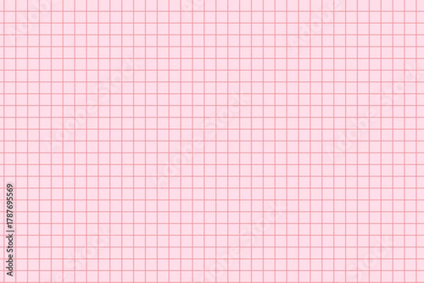 Obraz Cute Pink Background Grid Pattern – Red Thin Line, Simple Repeating Texture
