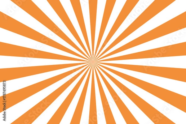 Fototapeta Orange sunburst stripes background with transparent rays. Bright vector sunray burst design for warm banners, social media, and illustration.