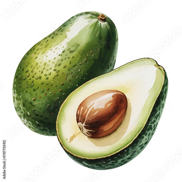 Fototapeta avocado Whole and halved with pit nutritious healthy food item