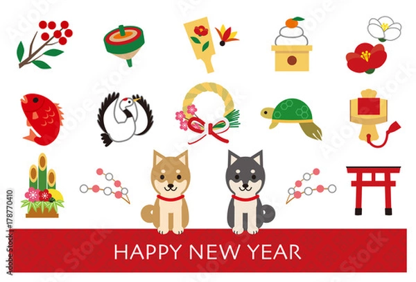 Obraz 戌年　年賀状　素材