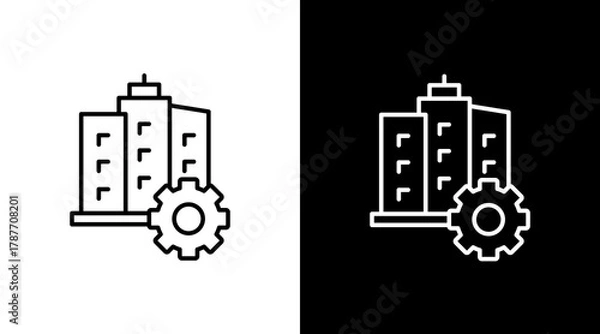 Obraz Building Management White Icon Set Design