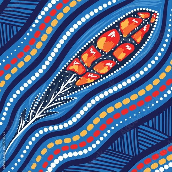 Obraz An Aboriginal-inspired design depicting a vibrant flower artwork