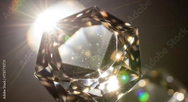 Fototapeta Close-up of a sparkling diamond with light rays.