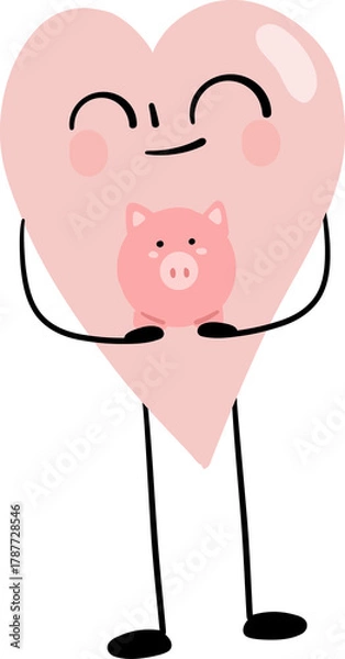 Fototapeta illustration of heart character save money