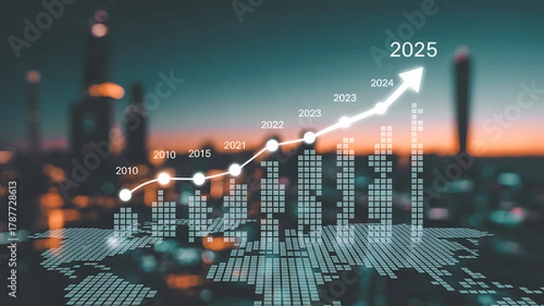 Fototapeta Witness incredible business growth and future success with this dynamic financial chart illustrating a positive upward trend toward 2025.