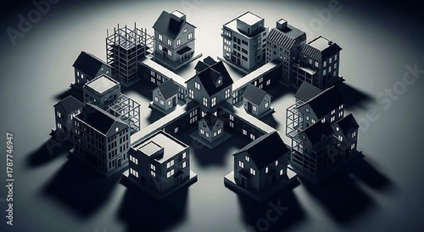 Fototapeta Creating interconnected urban environments A visual representation of smart city development and connected communities through interconnected buildings