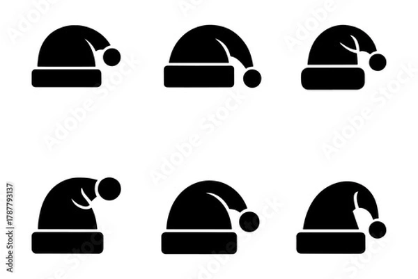 Obraz silhouette of Christmas hats set 