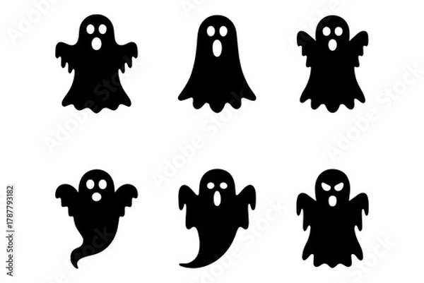Fototapeta silhouette of spooky  ghosts in halloween theme 