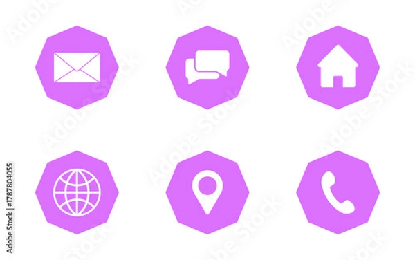 Fototapeta Contact and Communication Icons Set,Flat Polygon Style.