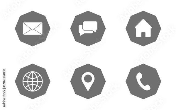 Obraz Contact and Communication Icons Set,Flat Polygon Style.