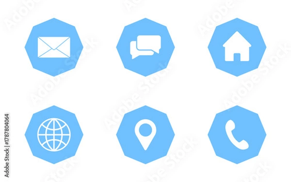 Fototapeta Contact and Communication Icons Set,Flat Polygon Style.