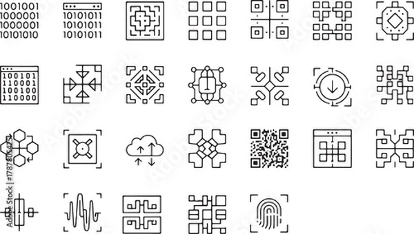 Obraz Collection of abstract technology and data icons