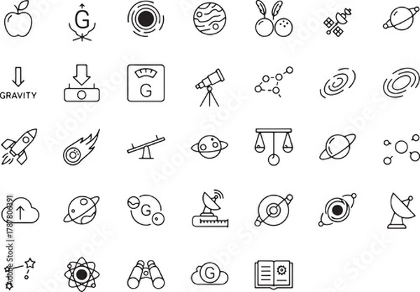 Fototapeta Collection of science and space icons