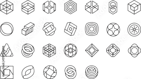 Obraz Collection of abstract geometric shapes and icons